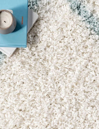 Latice Ivory Blue Retro Collection Plush Shag Rug - Image 6