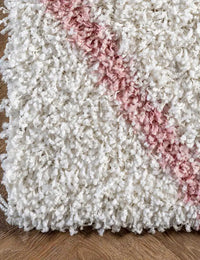 Latice Ivory Pink Retro Collection Plush Shag Rug - Image 3