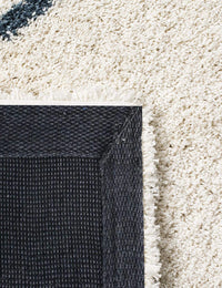 Latice IVORY & SLATE BLUE Retro Collection Plush Shag Rug - Image 5