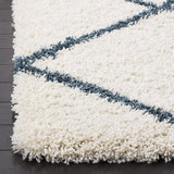 Latice IVORY & SLATE BLUE Retro Collection Plush Shag Rug - Image 6