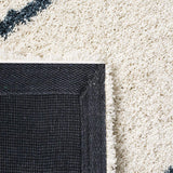 Latice IVORY & SLATE BLUE Retro Collection Plush Shag Rug Round Rug - Image 4