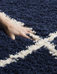 Latice NAVY BLUE & IVORY Retro Collection Plush Shag Rug - Image 2
