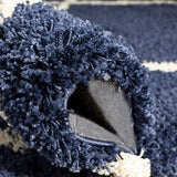 Latice NAVY BLUE & IVORY Retro Collection Plush Shag Rug - Image 5