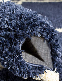 Latice NAVY BLUE & IVORY Retro Collection Plush Shag Rug - Image 5