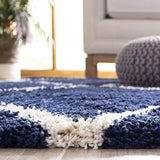 Latice NAVY BLUE & IVORY Retro Collection Plush Shag Rug - Image 6