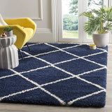 Latice NAVY BLUE & IVORY Retro Collection Plush Shag Rug - Image 7