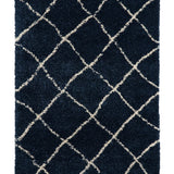 Latice Navy Cream Retro Collection Plush Shag Rug - Image 2