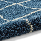 Latice Navy Cream Retro Collection Plush Shag Rug - Image 4