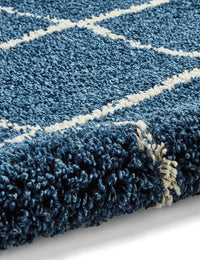 Latice Navy Cream Retro Collection Plush Shag Rug - Image 4