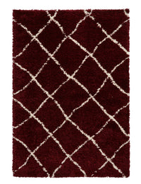 Latice Red Cream Retro Collection Plush Shag Rug - Image 2