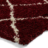 Latice Red Cream Retro Collection Plush Shag Rug - Image 4