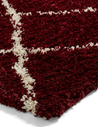Latice Red Cream Retro Collection Plush Shag Rug - Image 4