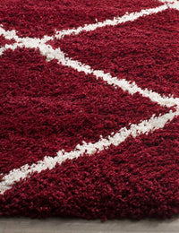 Latice Red Ivory Retro Collection Plush Shag Rug - Image 6