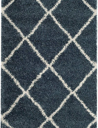 Latice SLATE BLUE Retro Collection Plush Shag Rug - Image 2