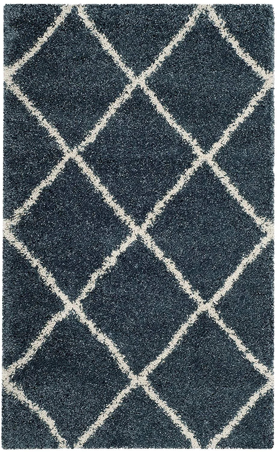 Latice SLATE BLUE Retro Collection Plush Shag Rug - Image 2