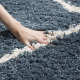 Latice SLATE BLUE Retro Collection Plush Shag Rug - Image 3