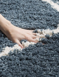 Latice SLATE BLUE Retro Collection Plush Shag Rug - Image 3