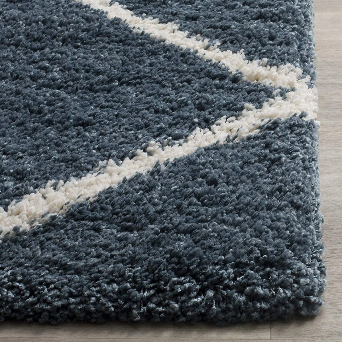 Latice SLATE BLUE Retro Collection Plush Shag Rug - Image 5