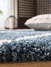 Latice SLATE BLUE Retro Collection Plush Shag Rug - Image 6