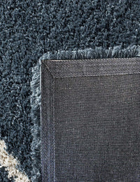 Latice SLATE BLUE Retro Collection Plush Shag Rug Round Rug - Image 4