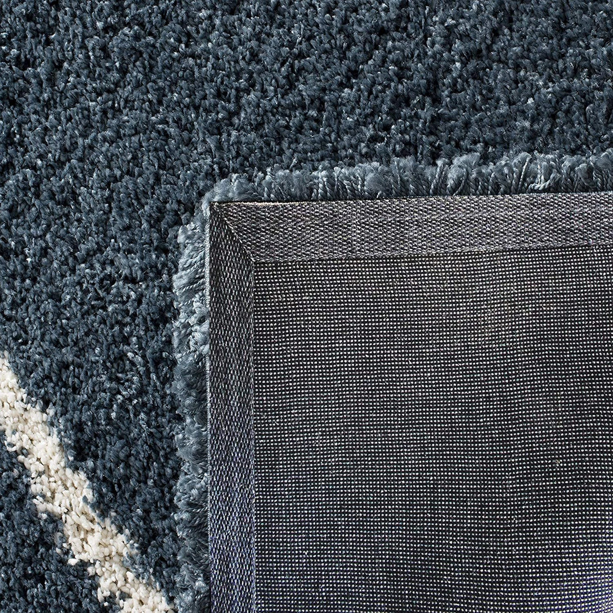 Latice SLATE BLUE Retro Collection Plush Shag Rug Round Rug - Image 4