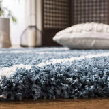 Latice SLATE BLUE Retro Collection Plush Shag Rug Round Rug - Image 5