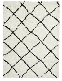 Latice White Black Retro Collection Plush Shag Rug - Image 2