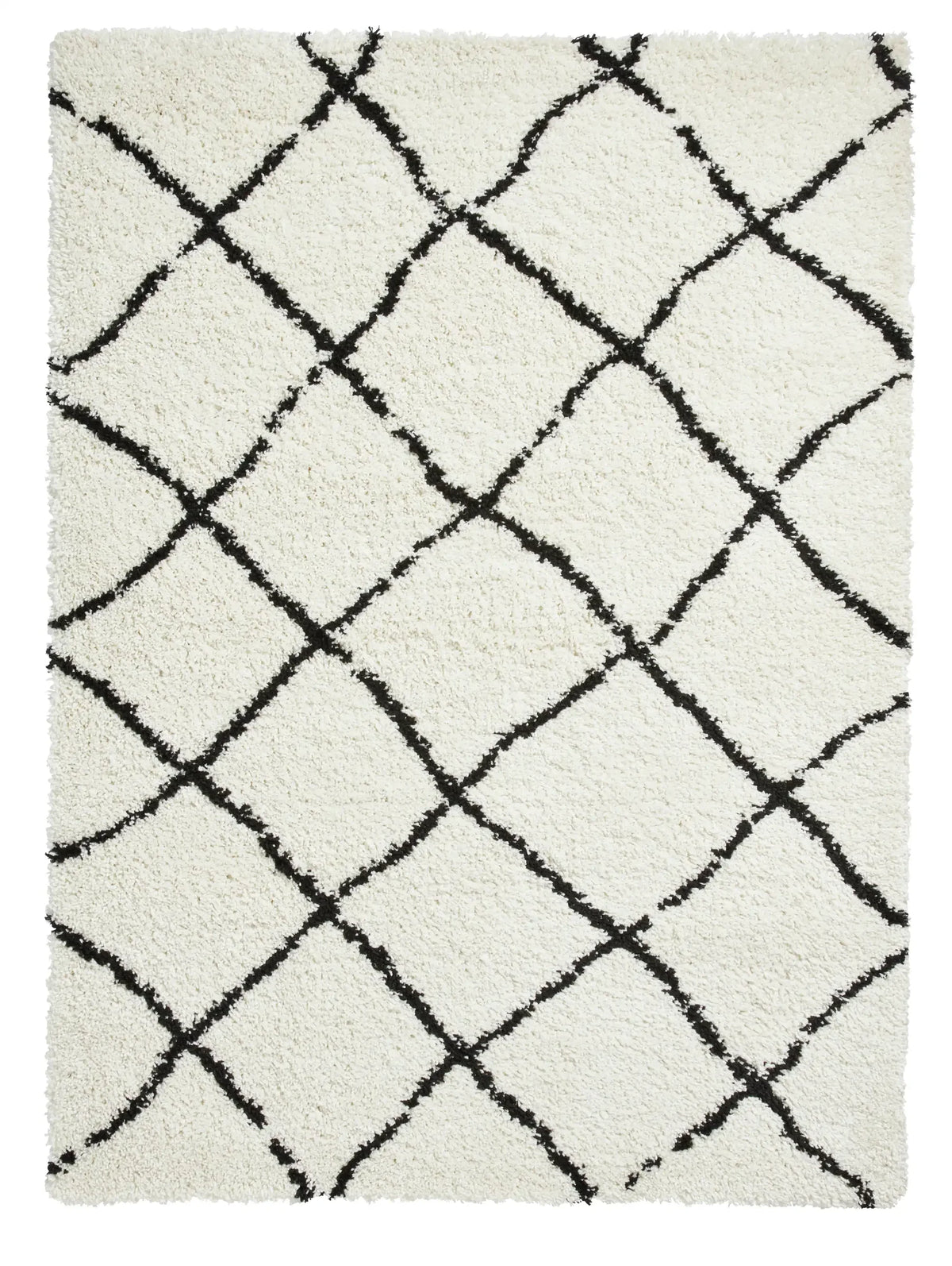 Latice White Black Retro Collection Plush Shag Rug - Image 2