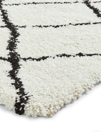 Latice White Black Retro Collection Plush Shag Rug - Image 3