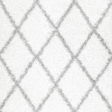 Latice WHITE & GREY Retro Collection Plush Shag Rug - Image 4