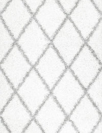 Latice WHITE & GREY Retro Collection Plush Shag Rug - Image 4