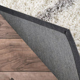 Latice WHITE & GREY Retro Collection Plush Shag Rug Round Rug - Image 6