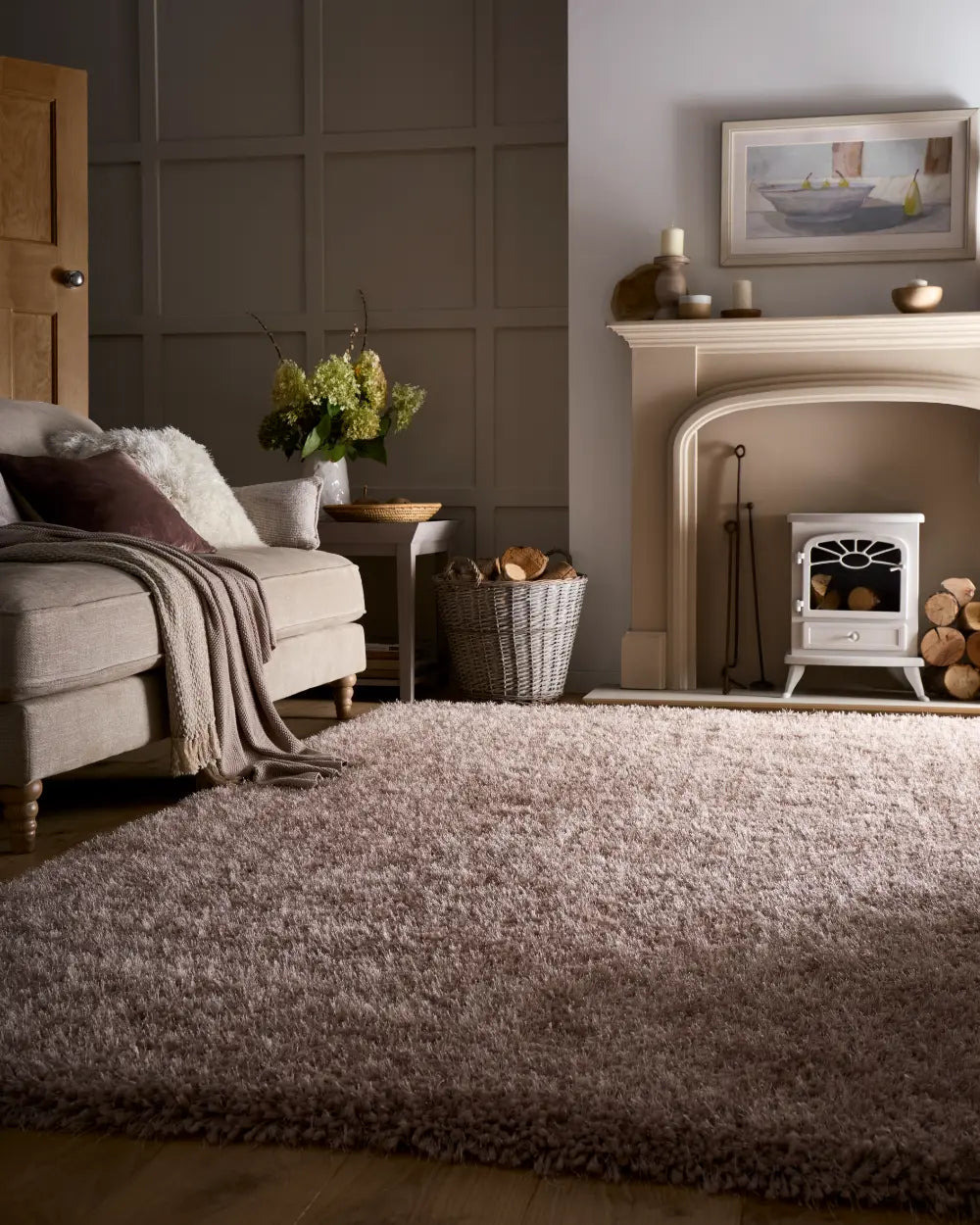 Latte Solid Plush Shag Rug - Image 2