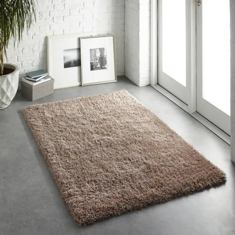 Latte Solid Plush Shag Rug - Image 4