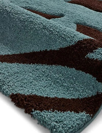 Leaf BLUE Floral Plush Shag Rug - Image 2