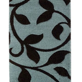 Leaf BLUE Floral Plush Shag Rug - Image 3