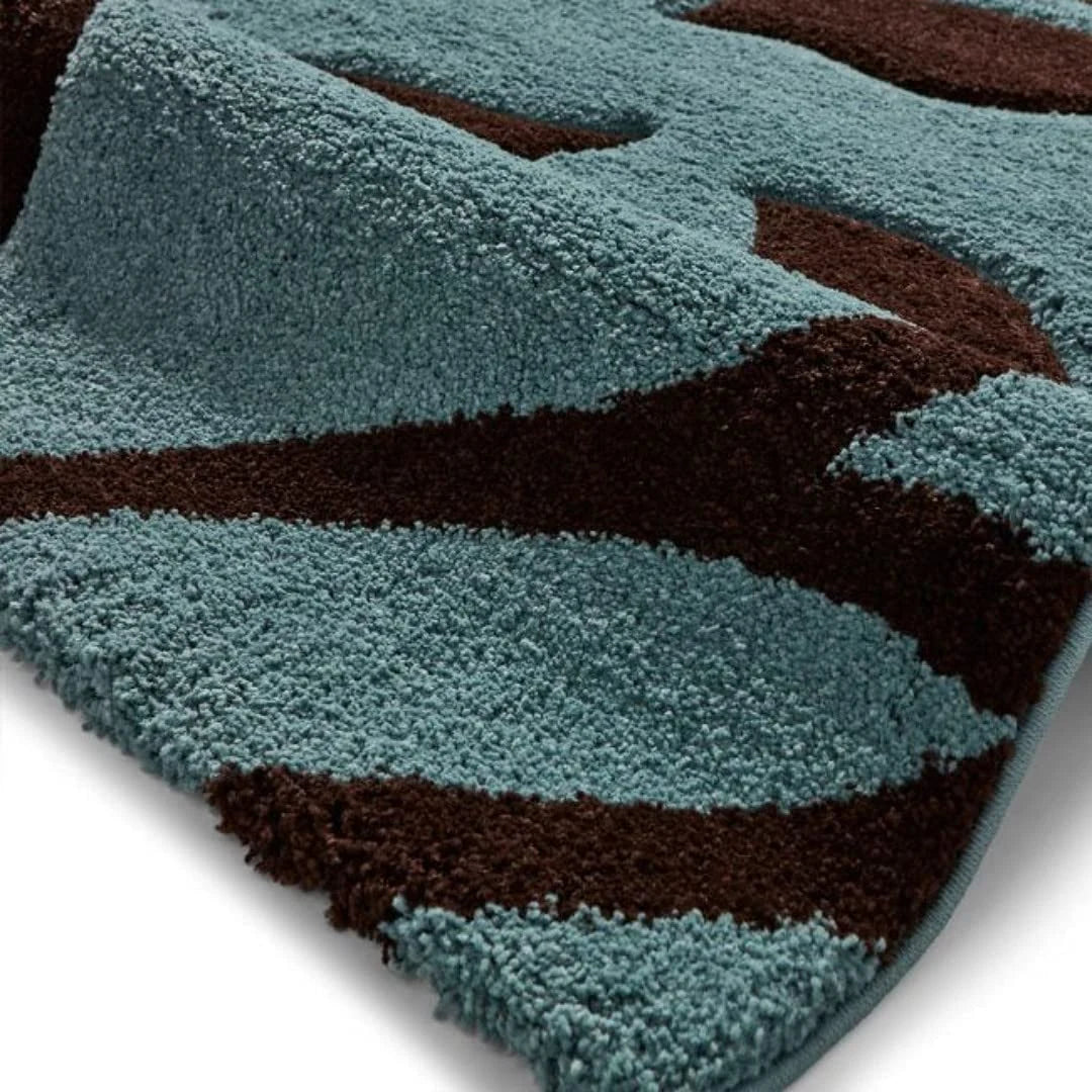 Leaf BLUE Floral Plush Shag Rug - Image 5