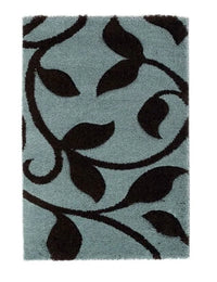 Leaf BLUE Floral Plush Shag Rug - Image 6