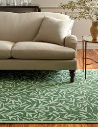 Leaf Green Floral Hand-Tufted Wool Rug - Image 1