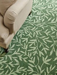 Leaf Green Floral Hand-Tufted Wool Rug - Image 3