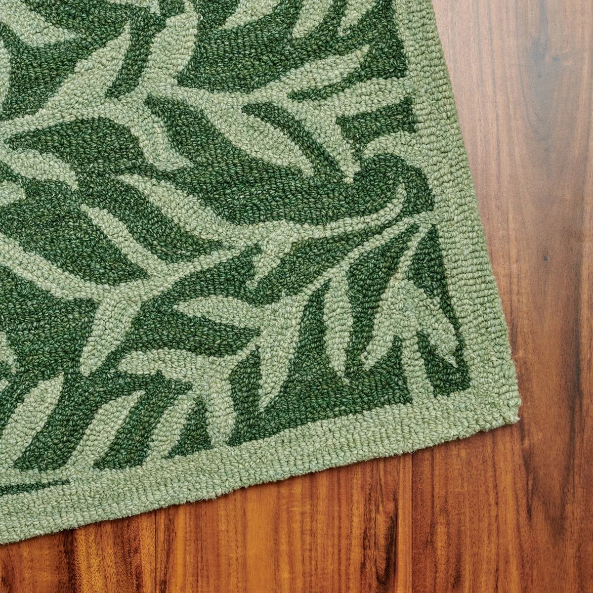 Leaf Green Floral Hand-Tufted Wool Rug - Image 4