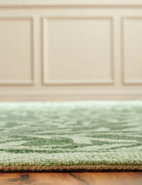 Leaf Green Floral Hand-Tufted Wool Rug - Image 5