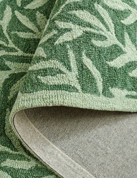 Leaf Green Floral Hand-Tufted Wool Rug - Image 6