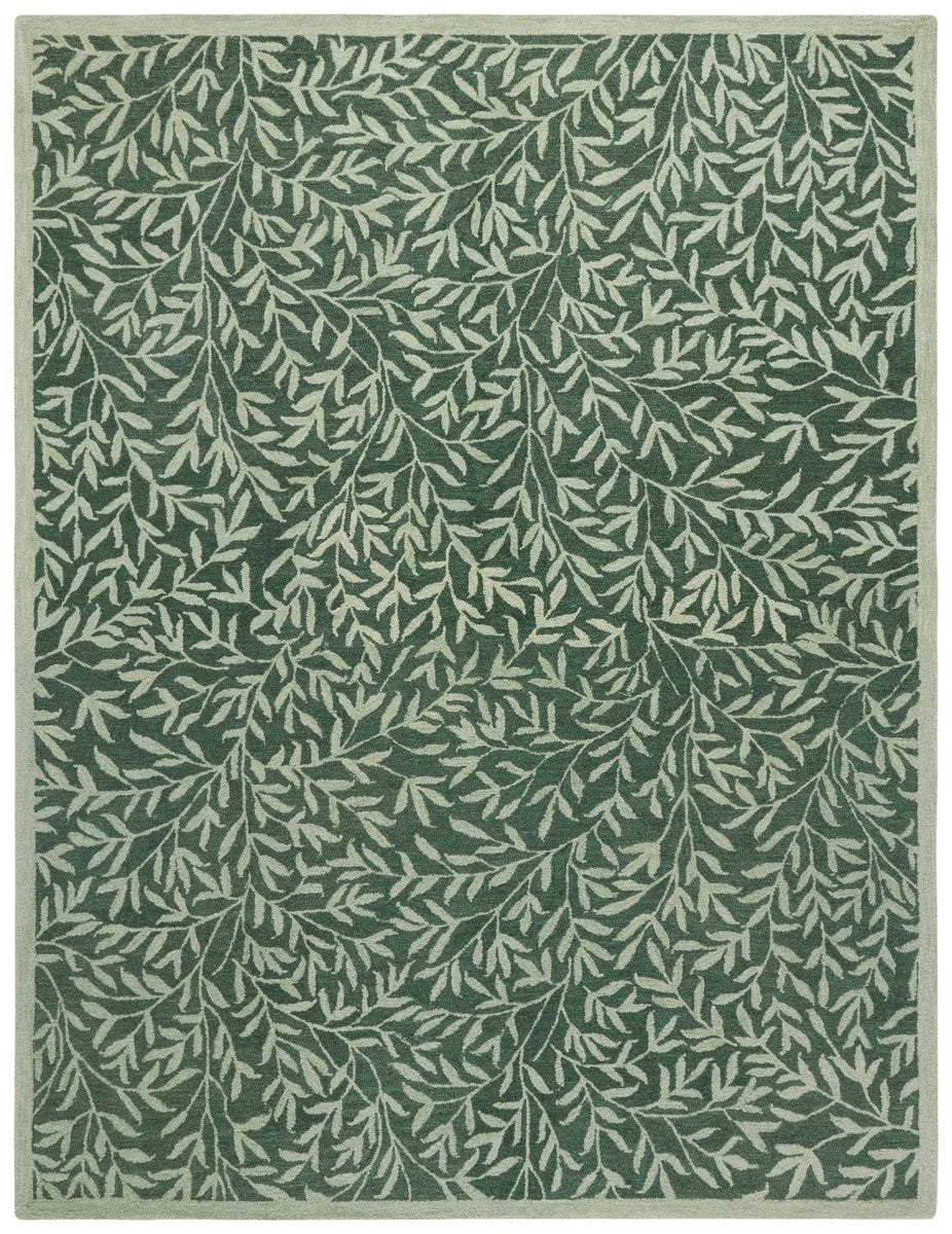 Leaf Green Floral Hand-Tufted Wool Rug - Image 7