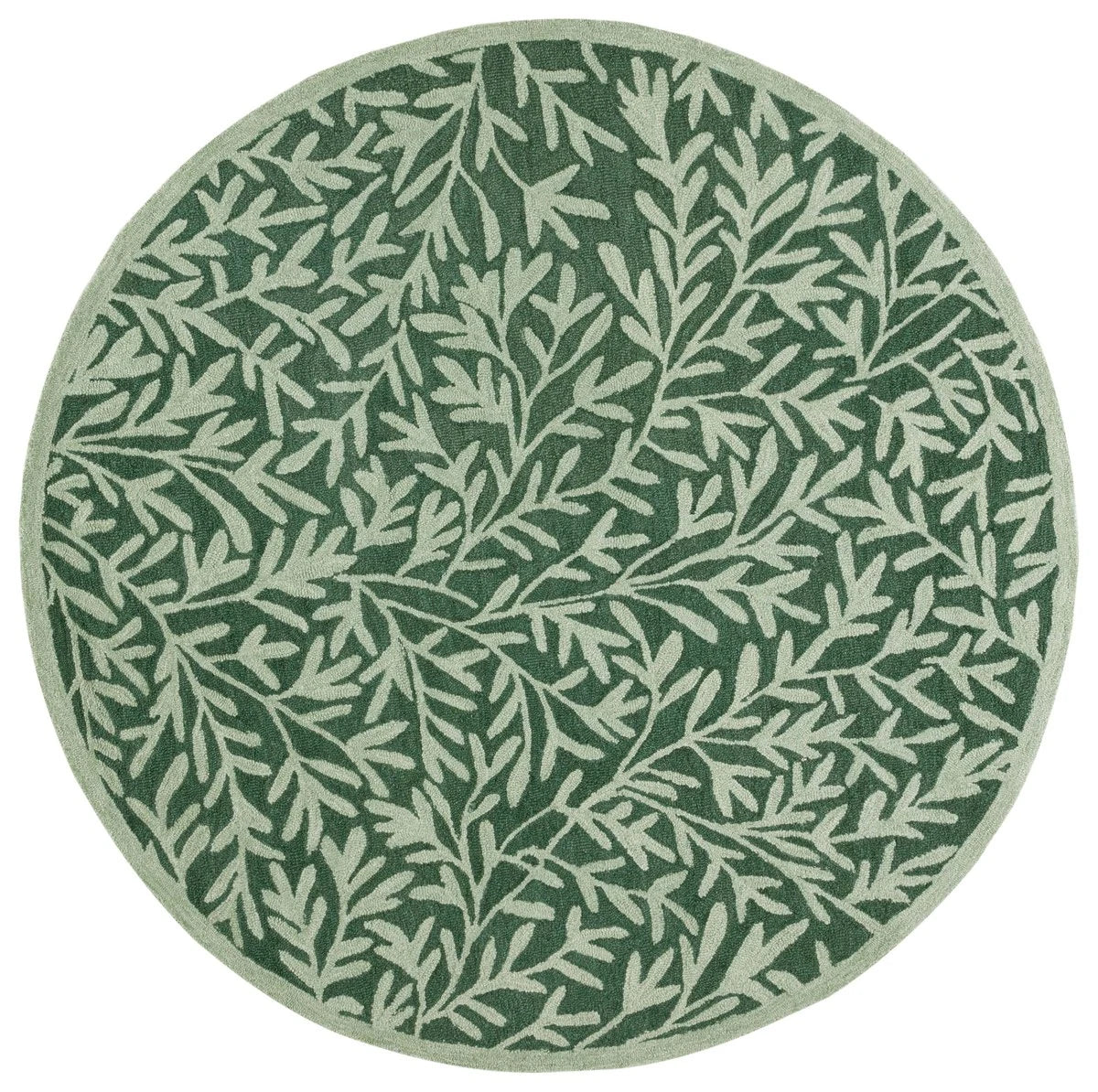 Leaf Green Floral Hand-Tufted Wool Rug - Image 8