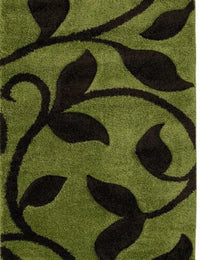 LEAF GREEN Floral Plush Shag Rug - Image 2