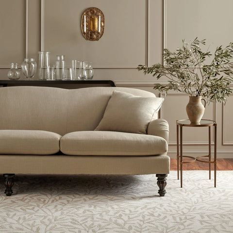 Leaf Ivory, Beige Floral Hand-Tufted Wool Rug - Image 1