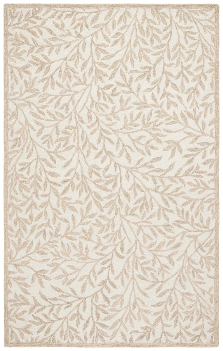 Leaf Ivory, Beige Floral Hand-Tufted Wool Rug - Image 2