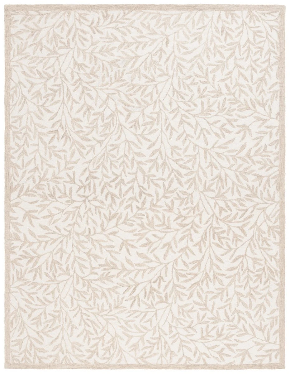 Leaf Ivory, Beige Floral Hand-Tufted Wool Rug - Image 3