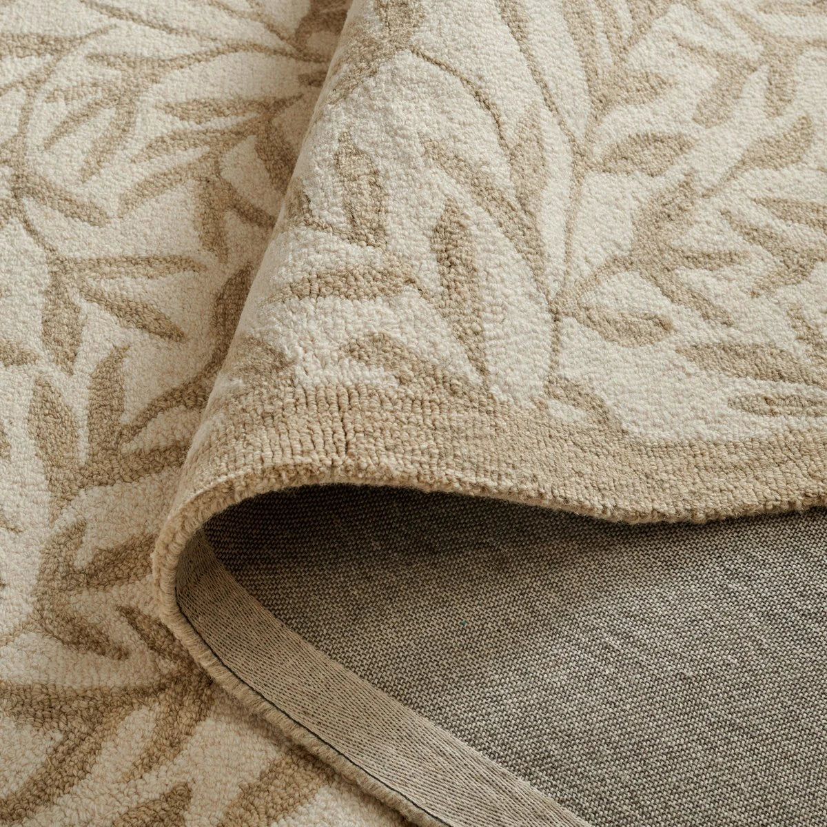Leaf Ivory, Beige Floral Hand-Tufted Wool Rug - Image 6